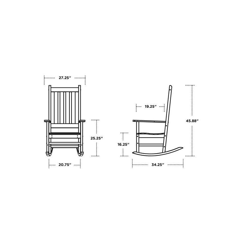POLYWOOD White Vineyard 5-Piece Bench & Rocking Chair Set - Rocking Chair Dimensions thumbnail