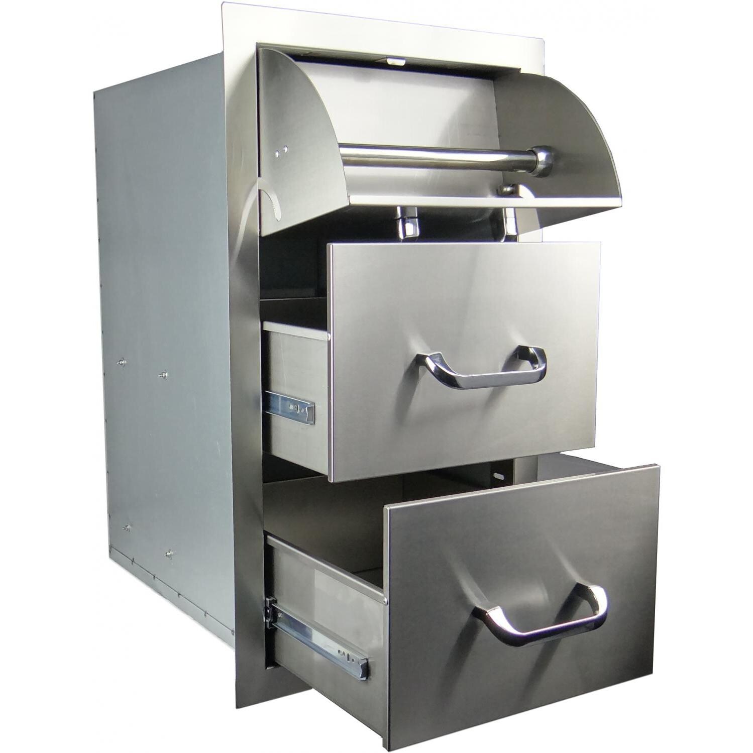 RCS 15-Inch Paper Towel Holder & Double Drawer Combo - RTHC1