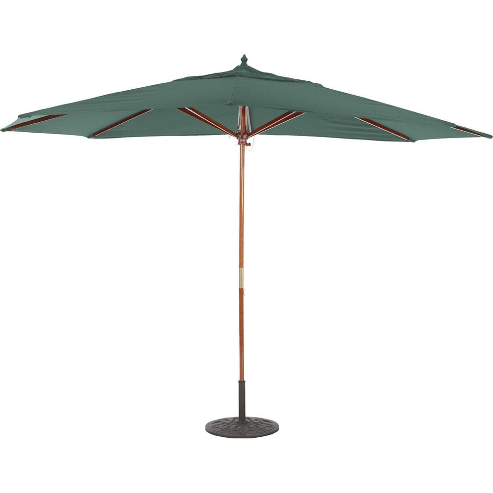 Galtech 11 X 8 Ft Oval Hardwood Patio Market Umbrella W Pulley Dark Wood W Sunbrella Canvas Forest Green Canopy Bbqguys