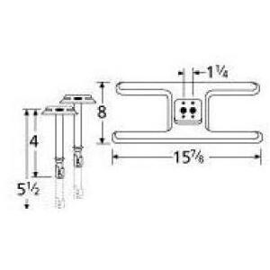 Stainless Steel H Twin, Centered, 1.25 Inch Offset Burner 10502-70201