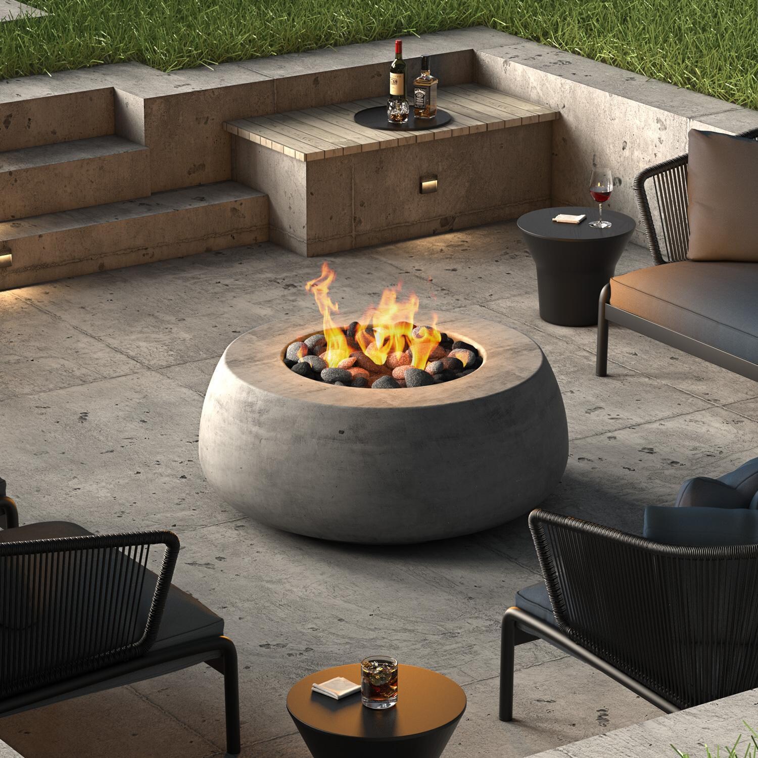 Prism SCPH-721-4LP Dune 42 Inch Propane Round Fire Pit Table - Pewter - Lifestyle thumbnail