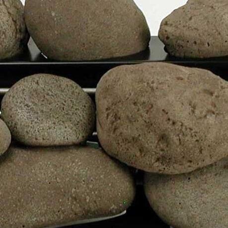 Rasmussen 24-Inch Brown ALTERNA FireStone Set With Vent-Free Black Chassis Burner - Close-Up Of FireStones thumbnail