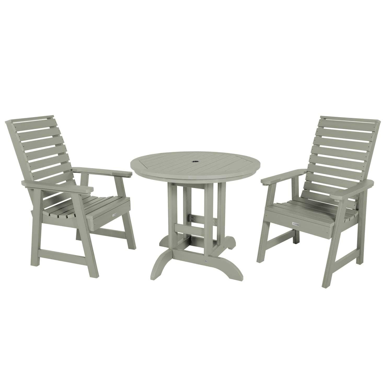 Elm Pointe 3 Pc Recycled Plastic Round Dining Set in Eucalyptus By Lakeview Outdoor Designs - White Background thumbnail