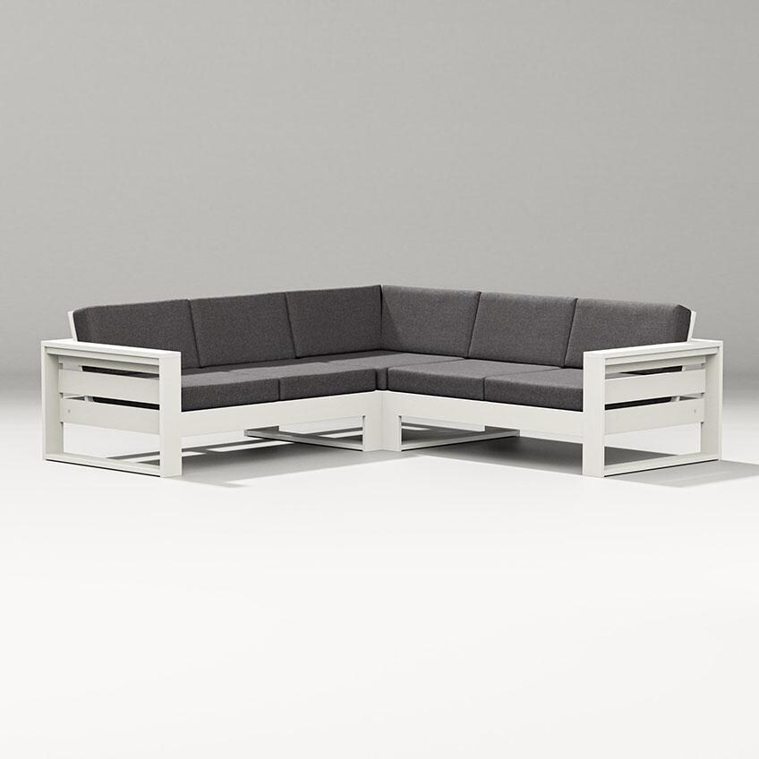 Latitude 4 Person Sectional Sofa in Vintage White/Ash Charcoal By PW Designer Series