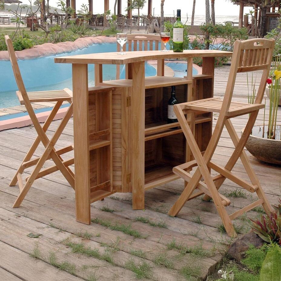 Pecan Bay 5 Pc Teak Bar Set by Lakeview Outdoor Designs - Back View - Lifestyle thumbnail