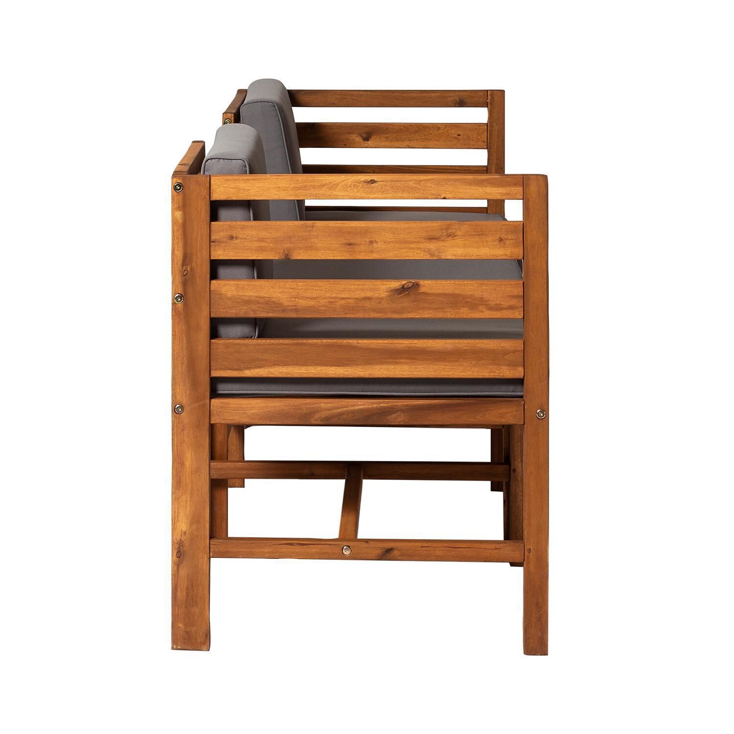 Ultimate Patio Bellelot 3 Piece Acacia Patio Sectional Set W/ 23 1/2 Inch Square Ottoman - Brown/Gray - Side View - White Background thumbnail