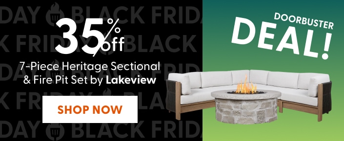 Doorbuster Deal: Save 35% off 7pc Fire Pit + Sectional set by Lakeview Outdoor Designs