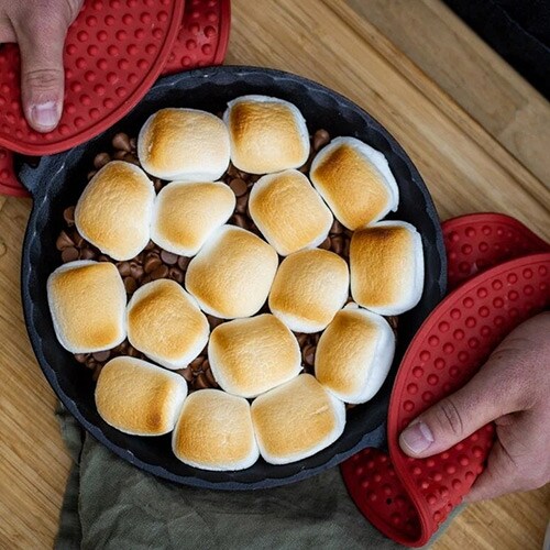 Food in a cast iron baking dish