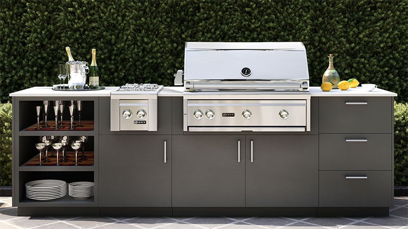 Lynx Professional Grill and Sideburner in an Outdoor Kitchen