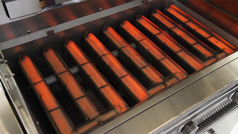 3 Trident Infrared Burners inside a Lynx Professional Gas Grill