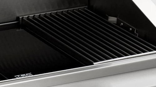 Glass panel and grill grate installed