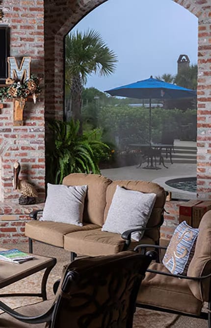 Chairs surrounding a coffee table