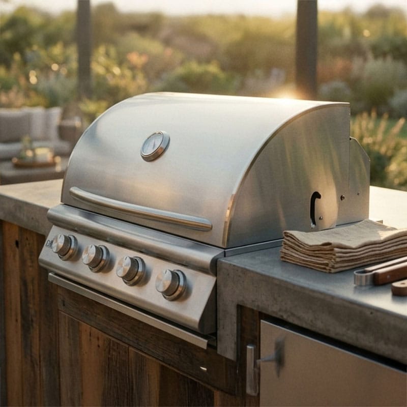 Gas Grill as the centerpiece of an outdoor kitchen island