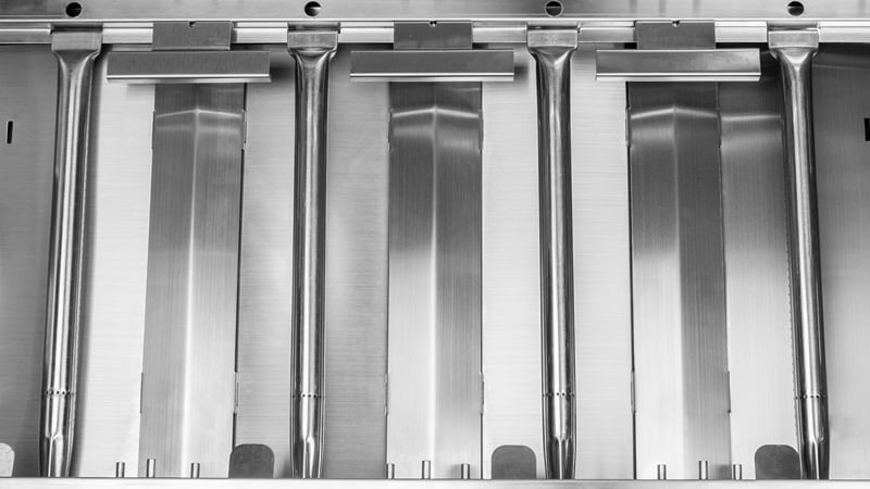 Gas tube burners inside the Blaze LBM grill