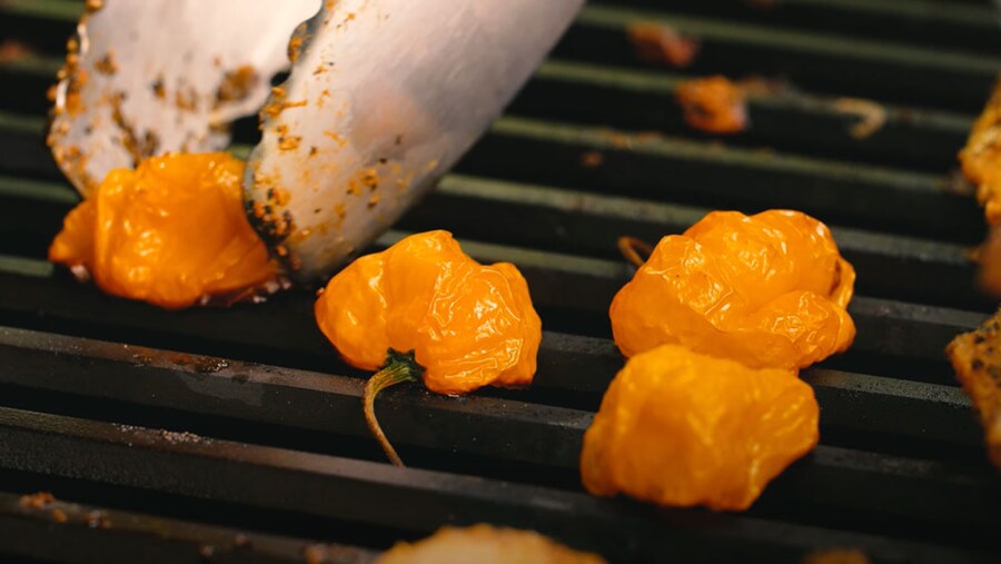 Roasted scotch bonnet peppers