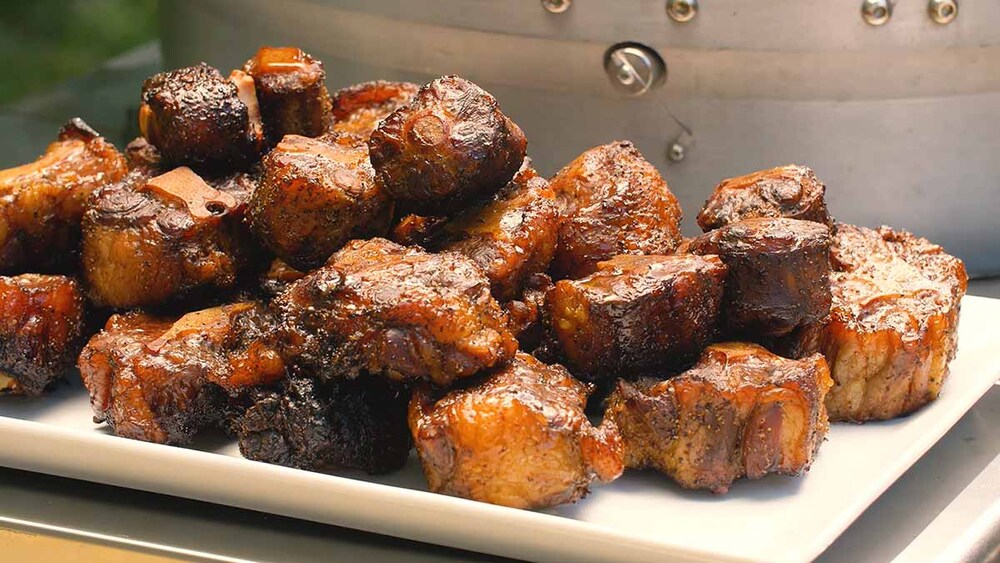 Smoked oxtail being prepped for the stew