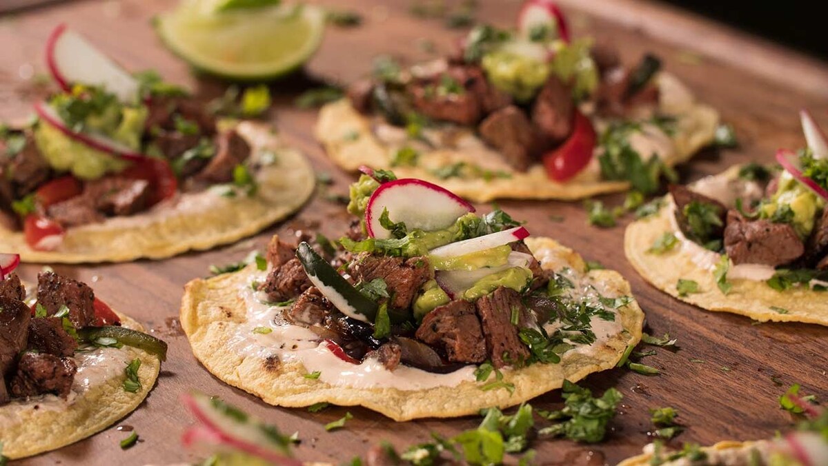 Kelsey Heidkamp's brisket, radish, and guacamole taco