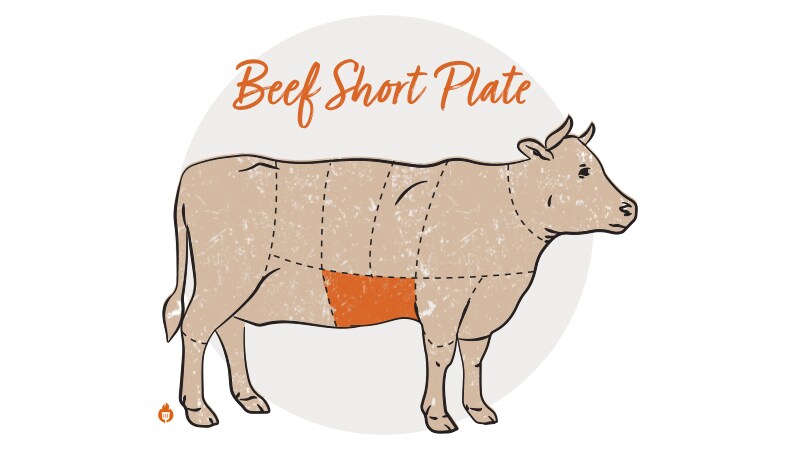 Beef Short Plate cut on cow diagram