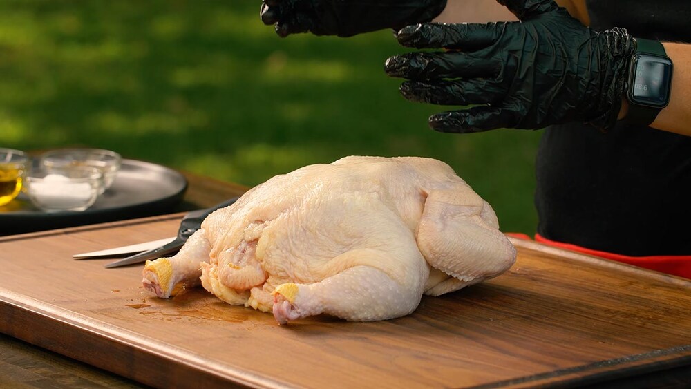 Kelsey Heidkamp's spatchcocked chicken on the grill