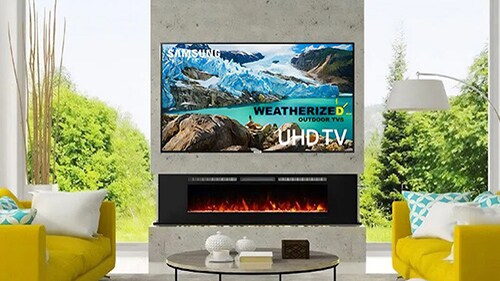 Weatherized TV in an otdoor patio