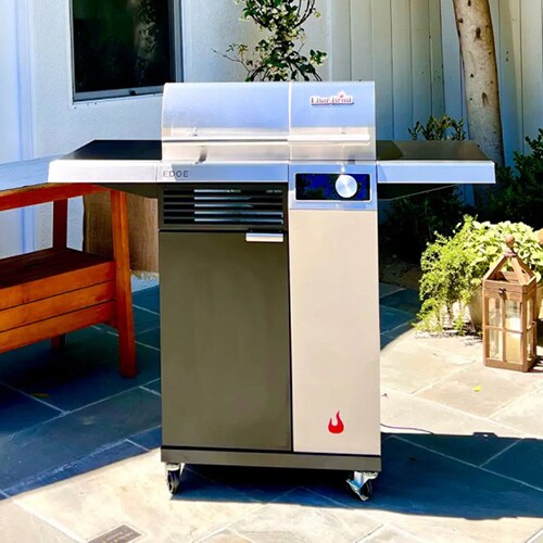 freestanding electric grill on patio