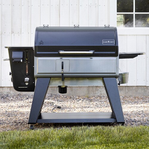freestanding Camp Chef pellet grill with lid closed