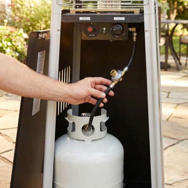 Inspecting gas connection to propane tank