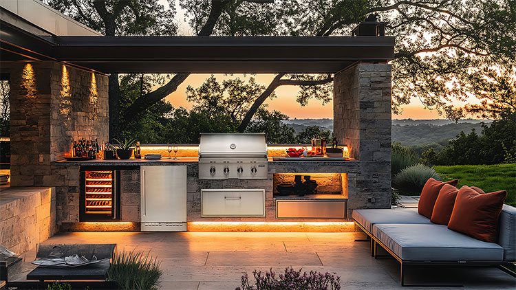 Linear Outdoor Kitchen Island