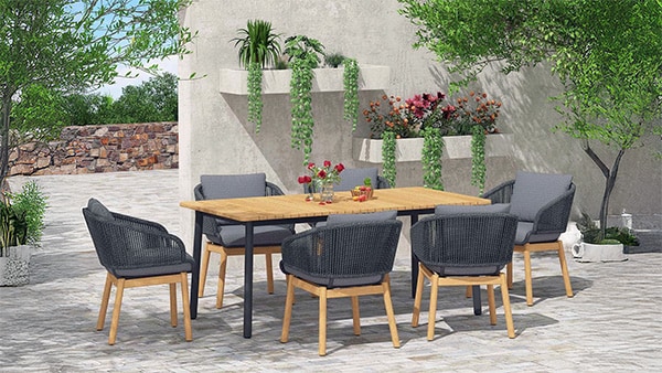 7 piece aluminum frame patio furniture set