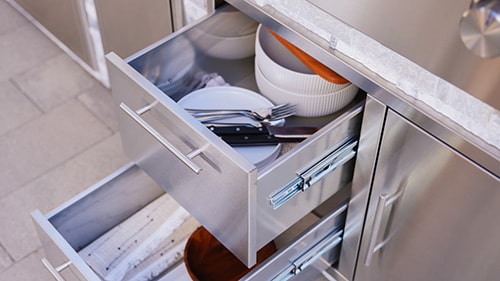 View of drawers open on BBQGuys Signature Island