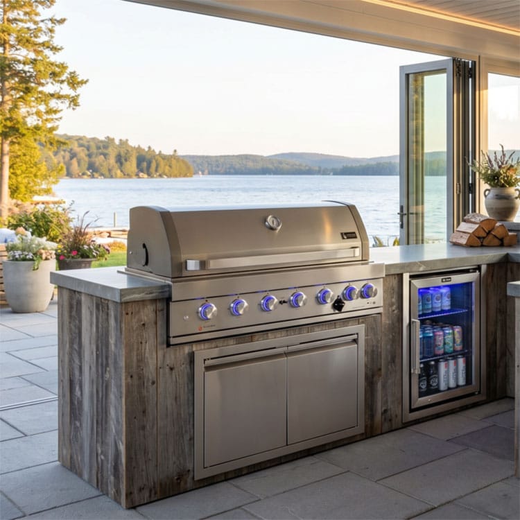 Natural Gas Grill built into a luxury outdoor kitchen
