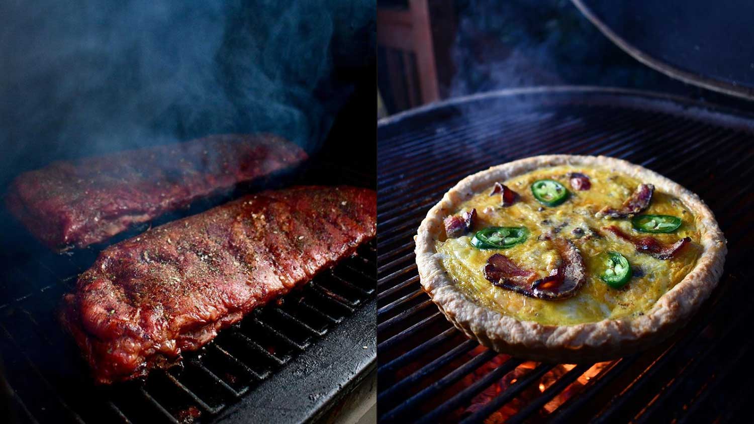 Jacqueline Duffin's BBQ Ribs and Quiche on the grill